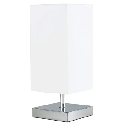 Image of MiniSun Modern Square Polished Chrome Touch Table Lamp with a White Shade