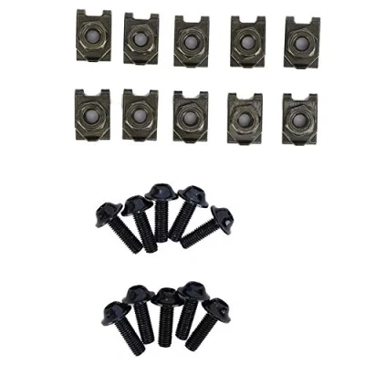 Image of 5 * 16mm Body Work Fairing Bolts Screw With Spring Clip Fastener Speed ​​Nuts For Car Motorcycle, Pack Of 10 (Gold/Silver/Red/Black) (Color : Black)