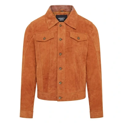 Image of Infinity Leather Mens Trucker Goat Suede Western Jeans Jacket Yangon Tan Size 3XL