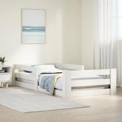 Image of vidaXL Single Bed Frame with Storage Drawers Solid Pine Wood, White 90x190 cm, Slatted Base, Modern Style, No Mattress Included