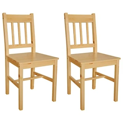 Image of vidaXL Dining Chairs Set of 2 Solid Pinewood Beige Perfect for Kitchen, Room or Office with Ergonomically Designed Seats and Smooth Paint Finish