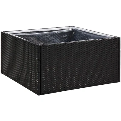 Image of vidaXL Garden Planter Black 80x80x40 cm Poly Rattan Patio Outdoor Pot