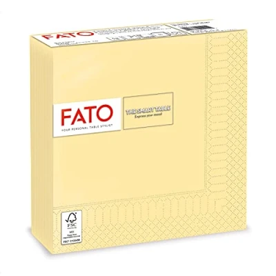 Image of Fato, Disposable Paper Napkins, Ideal for Informal Lunches and Buffets, Pack of 50 Size 33 x 33, Folded in 4 2 Layers, Champagne, 100% Cellulose Paper, FSC Certified