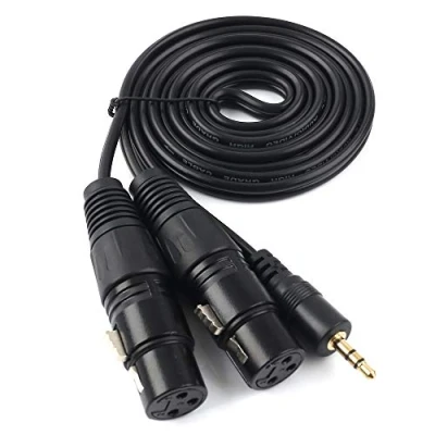 Image of SiYear Unbalanced 3.5 mm (1/8Inch) mini jack Stereo TRS to Dual XLR 3 Pin female Interconnect Cable,Y splitter patch cable cord (1.5M/5FT)
