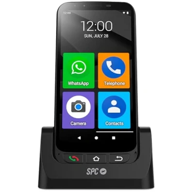 Image of SPC ZEUS 4G PRO + case Easy to use smartphone for the elderly XXL icons, SOS button, Remote configuration 5.5, 4GB RAM,64GB internal memory, 13MP camera, Android 11, charging cradle, Black