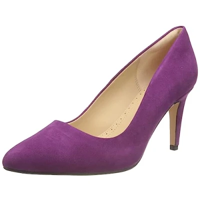 Image of Clarks Women&#039;s Laina Rae Pump, Purple Suede, 3 UK