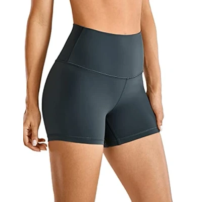 Image of CRZ Yoga Women&#039;s Naked Feeling 4&#039;&#039; Gym Shorts High Waisted Cycling Workout Running Spandex Melanite 6