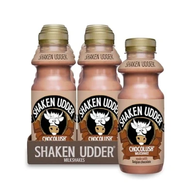 Image of Shaken Udder Chocolush Milkshake,8 x 330ml,Made with Belgian Chocolate,High in Calcium &amp; Protein,Less Than 5% Added Sugar,Vegetarian Gluten Free