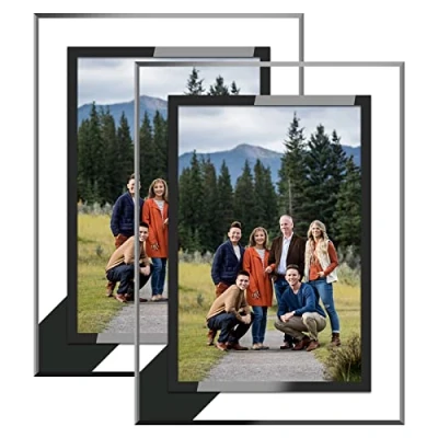 Image of ASelected 2 Pcs A4 Photo Frames Glass Picture Frame Freestanding And Wall Mountable For Family Photos,Certificates Display, Home Decoration, Silver, 29.7X21CM