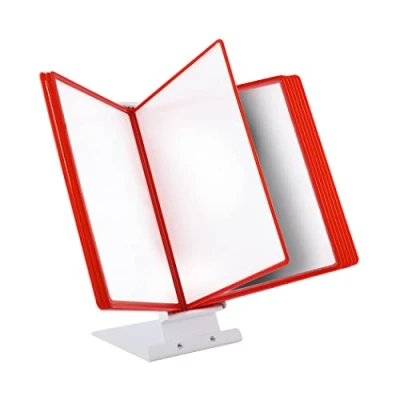 Image of LEVIATAN Table Display Board System Lectern Document Organiser Consultation and Presentation Documents Plastic Case for Papers Includes 10 Panels Size: A4 Colour: Red