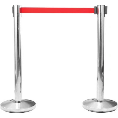 Image of vidaXL Stanchion with Belt Airport Barrier Stainless Steel Silver