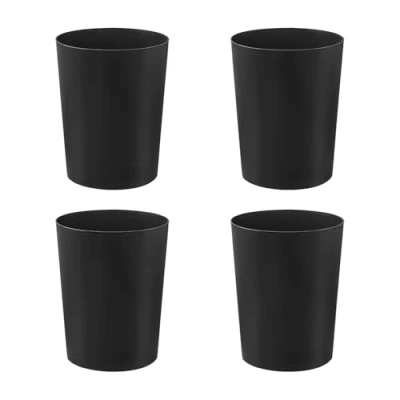 Image of Cetomo 7.2L*4 Plastic Waste Paper Bin, Trash Can, Small Bins, Bedroom Round Basket for Kitchen Rooms, Nesting, Matte, Frosted, Minimalist, Open Top, Black, 7.2L(4 Pack)