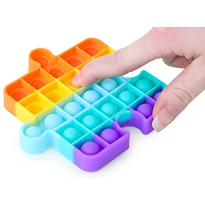 Image of Toyland® Rainbow Jigsaw Shape Push Bubble Pop Sensory Fidget Toy Create Your Own Jigsaw!