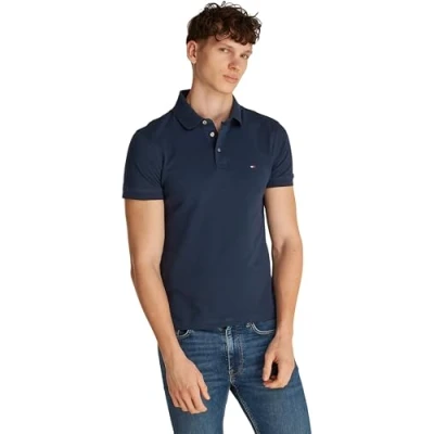 Image of Tommy Hilfiger Men’s Short Sleeve 1985 Slim Fit Polo Shirt, Blue (Night Sky), S