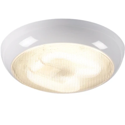 Image of KnightsBridge IP44 28W HF Emergency Polo Bulkhead with Prismatic Diffuser and White Base