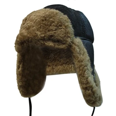 Image of Infinity Leather Men&#039;s B3 Brown Ginger RAF Aviator Shearling Sheepskin WW2 Flying Hat S