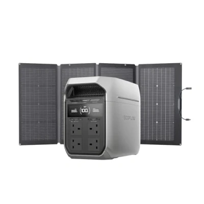 Image of ECOFLOW DELTA 3 Plus Solar Generator with 220W Bifacial Panel, 1000W Input, LiFePO4 Battery, Portable Power Station 1024Wh for Home Backup, Emergency Power, Camping(Power bank included)