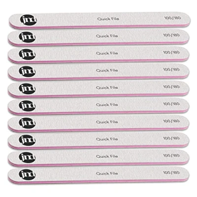 Image of New* JND Professional Salon Grade Double Sided Emery Board Nail Files Buffer Polisher Natural Manicure Pedicure Acrylic Gel Nails (10Pack) (100/180)