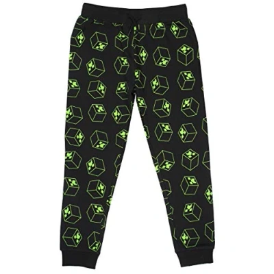 Image of Minecraft Clothes Boys Tracksuit Bottoms 100% Cotton Black Joggers Trousers Gifts Green &amp; (11 12 Years)