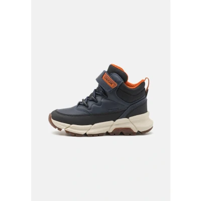 Image of Geox Flexyper PLUS BOY Laceup ankle boots for kids, Size: 7, Navy/black Imitation leather/ textile