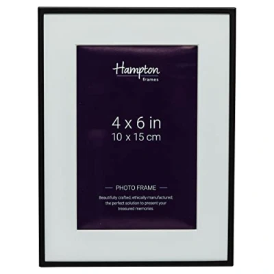 Image of Hampton Frames MADRID Narrow Profile Photo Frame with Bevel Mount Matt Black 4x6 (10x15cm) M138B46