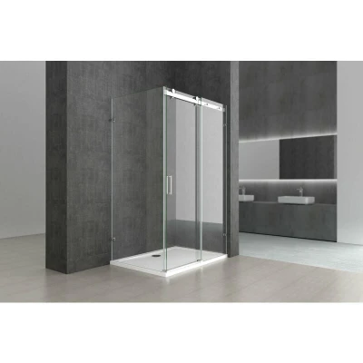 Image of Durovin Bathrooms 1200 x 900mm L Shape Rectangular Frameless Shower Enclosure Sliding Door 8mm Safety Clear Glass