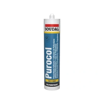 Image of Soudal Purocol D4 Polyurethane Thixotropic PU Based Construction Adhesive Cartridge 310ml Transparent High Strength, Solvent Free, Water Resistance, Professional Quality