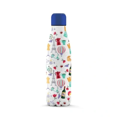 Image of The Steel Bottle Insulated Stainless Bottle, Double Walled Vacuum Insulation, 500 ml Capacity, Airtight Seal, Portable Water (City Paris)