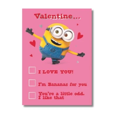 Image of Despicable Me Valentine&#039;s Day Card, Valentine Survey Open Valentines Card