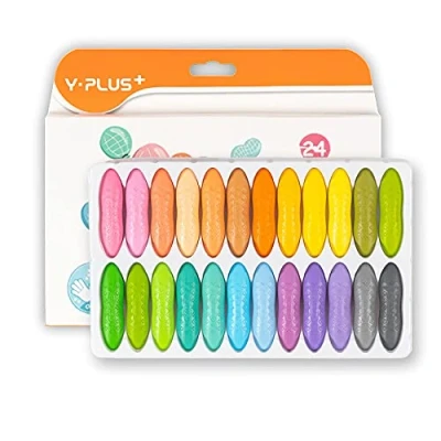 Image of YPLUS Peanut Crayons for Toddlers, Macaron 24 Colors Non Toxic Kids Ages 2 4, Easy to Hold Washable Toddler Crayons, Coloring Art Supplies Toys