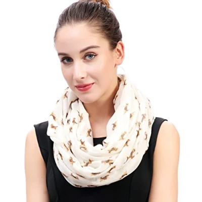 Image of Beagle Dog Print Women&#039;s Infinity Scarf Snood Lightweight (Beige)