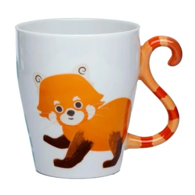 Image of Puckator Red Panda Zooniverse Ceramic Tail Shaped Handle Tea Coffee Mug Funny Home Accessories Cute Gifts for Girlfriend Large Mugs Men Women Hot Drinks Cups Presents Secret Santa Gift Cup Set