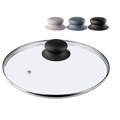 Image of KADAX Glass Lid with Silicone Handle, Heat Resistant for Pots and Saucepans, Durable Steam Vent, Transparent Cooking (Black, 24 cm)