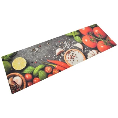 Image of vidaXL Kitchen Rug Washable Vegetables 60x180 cm Velvet