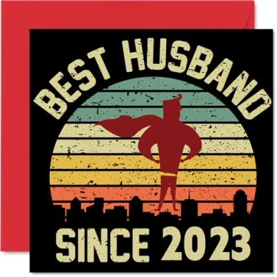 Image of 2nd Anniversary Card for Husband from Wife Best Since 2023 I Love You Gifts, Happy Wedding Cards Partner, 145mm x Greeting Anniversaries