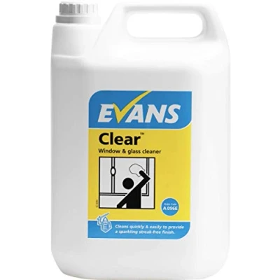 Image of Evans Clear Window Glass and Stainless Steel Cleaner Refill, 5 litres, Pack of 2