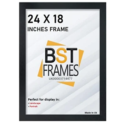 Image of Bargain Shop Az BLACK WOODEN EFFECT PICTURE PHOTO FRAMES (24&quot; x 18&quot; (609.6mm 457.2mm), Black)