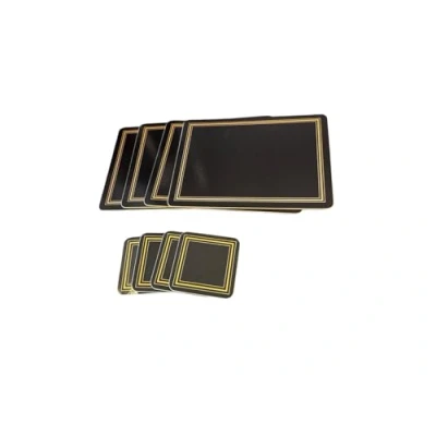 Image of Sets of 4 Placemats with Matching Coasters (Black Placemat and Coaster Set)
