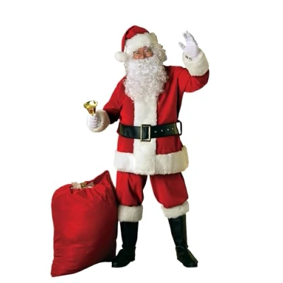 Image of Rubies Official Adult Deluxe Ultra Velvet Santa Suit With Gloves, Fancy Dress, One Size Halloween