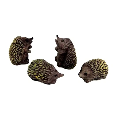 Image of Melody Jane Dolls House Set of 4 Hedgehogs Miniature Animal Garden Accessory