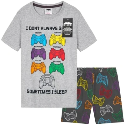 Image of CityComfort PJs for Boys &amp; Teenagers Short Pyjamas Set Loungewear Soft Gamer Nightwear Breathable Summer Sleepwear Gaming Gifts (9 10 Years, Grey/Multi)