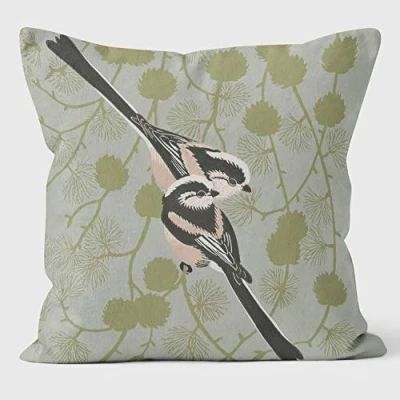 Image of WELOVECUSHIONS Long Tailed Tits Robert Gillmor Cushion