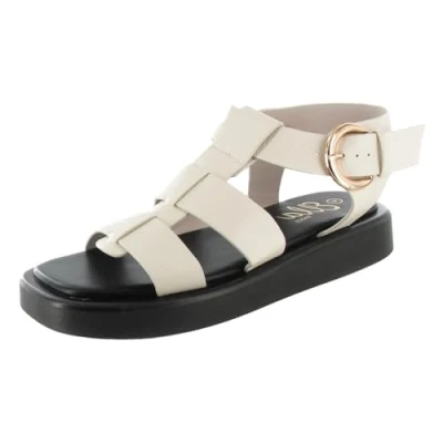 Image of ella Summer Gladiator Sandals Chunky Sole Strappy Comfort Platform Shoes (Cream, UK Footwear Size System, Adult, Women, Numeric, Medium, 3)
