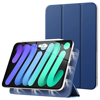 Image of TiMOVO Case for iPad Mini 7 2024 (A17 Pro) / 6 2021, 7th/6th Generation 8.3 inch, Strong Magnetic Smart Folio Trifold Stand Cover, Support Apple Pencil Pro Navy Blue