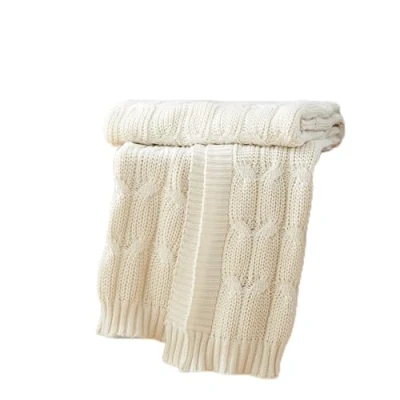 Image of Catherine Lansfield Chunky Marl Knit Cosy, 130x170 cm, Blanket Throw, Cream