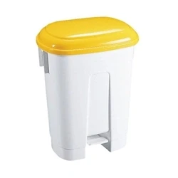 Image of Derby 30 Litre White/Yellow Plastic Pedal Bin