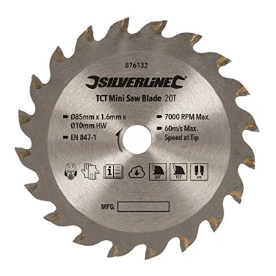 Image of Silverline TCT Mini Saw Blade 85mm Dia 10mm Bore 20T