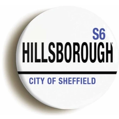 Image of Hillsborough S6 City of Sheffield Road Sign Fridge Magnet (Circular 2inch / 50mm Diameter)