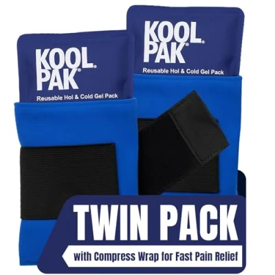Image of Koolpak Deluxe Reusable Hot/Cold Gel Pack with Compress Wrap for Fast Pain Relief Twin