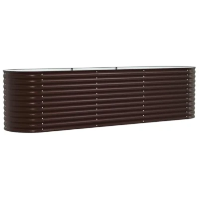 Image of vidaXL Brown Steel Oval Raised Garden Bed 320x80x81 cm Outdoor Planting